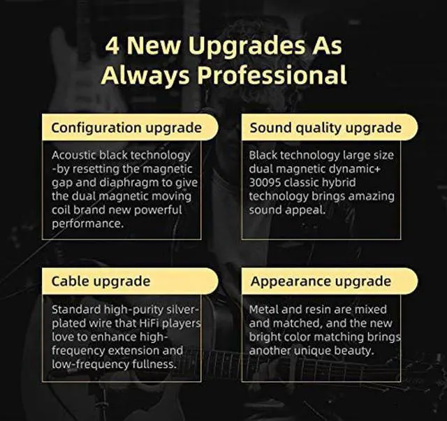 Alt view image 5 of 5 - KZ ZSN PRO X Dual Driver Earbuds Headphone, HiFi Stereo Sound Earphone with Balanced Armature and Dynamic Driver Ergonomic Comfortable Headset (Golden with Microphone)......