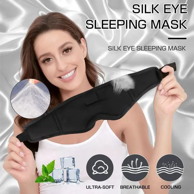 Alt view image 2 of 5 - LC-dolida Sleep Mask with Bluetooth Headphones, Sleep Headphones Bluetooth Sleep Mask Eye Mask Pressure Relief Night Sleeping Headphones for Side Sleepers Best Gift and Travel Essential