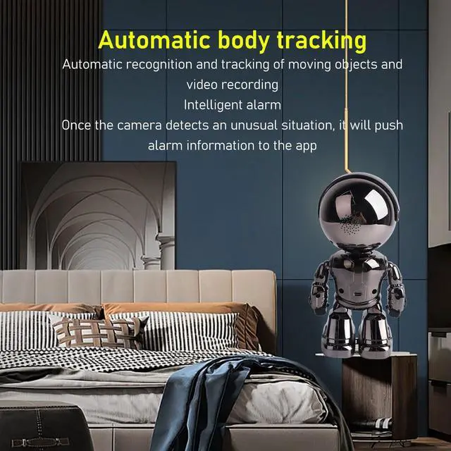 Alt view image 3 of 5 - Luqeeg Home Security Camera, Auto Tracking Camera, 1080P Intelligent APP Robot Camera Baby Video Monitor Robot Camera with Smart Alarm, Support 128GB Extension Storage