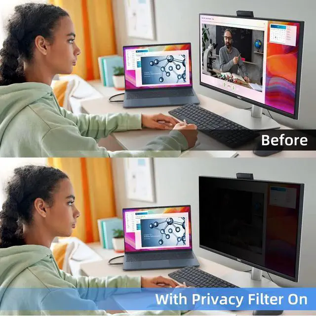 Alt view image 2 of 5 - Mamol 27 Inch Computer Privacy Screen Filter for 16:9 Aspect Ratio Widescreen Monitor - Removable Computer Screen Privacy Shield and Anti Glare Blue Light Filter, Anti-Scratch Screen Protective Film