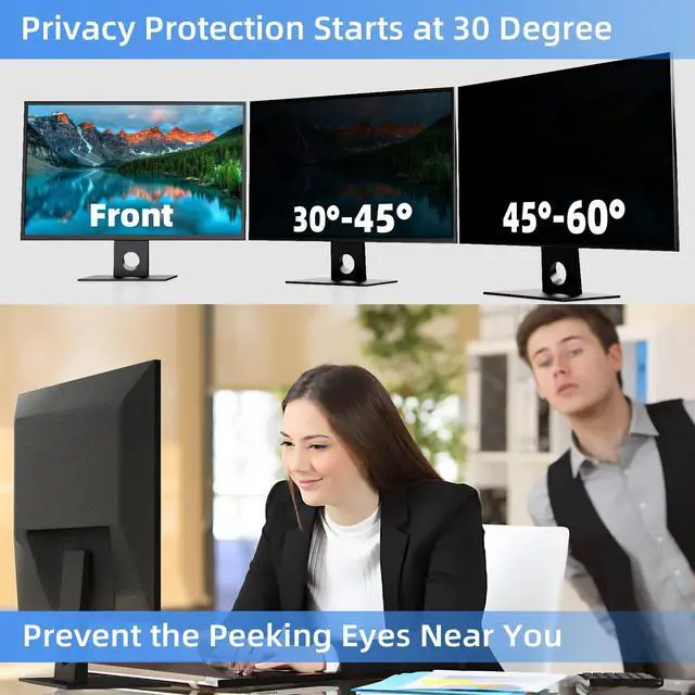 Alt view image 3 of 5 - Mamol 27 Inch Computer Privacy Screen Filter for 16:9 Aspect Ratio Widescreen Monitor - Removable Computer Screen Privacy Shield and Anti Glare Blue Light Filter, Anti-Scratch Screen Protective Film