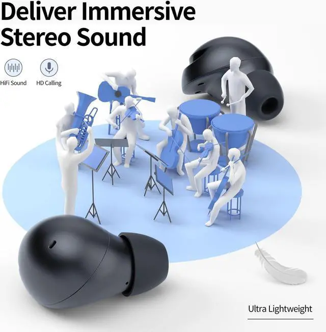 Alt view image 3 of 5 - MANKIW Wireless Earbuds for Android, wireless earbuds bluetooth 5.3 headphones Stereo Bass LED Display in Ear Earphones 32H Playtime Waterproof Ear Buds Built in Mic for Samsung/iPhone/TV/Window