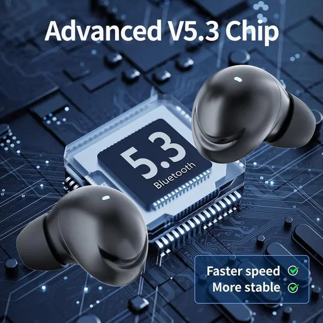 Alt view image 5 of 5 - MANKIW Wireless Earbuds for Android, wireless earbuds bluetooth 5.3 headphones Stereo Bass LED Display in Ear Earphones 32H Playtime Waterproof Ear Buds Built in Mic for Samsung/iPhone/TV/Window