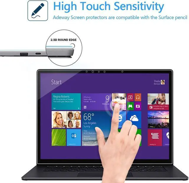 Alt view image 3 of 5 - Megoo Tempered Glass Screen Protector for Microsoft Surface Laptop 6 13.5 Inch, Anti-fingerprint/HD Clear/High Sensitivity, Only for Surface Laptop 6/5/4/3/2/1, 3-Pack