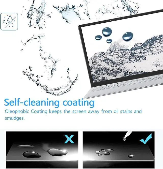 Alt view image 4 of 5 - Megoo Tempered Glass Screen Protector for Microsoft Surface Laptop 6 13.5 Inch, Anti-fingerprint/HD Clear/High Sensitivity, Only for Surface Laptop 6/5/4/3/2/1, 3-Pack