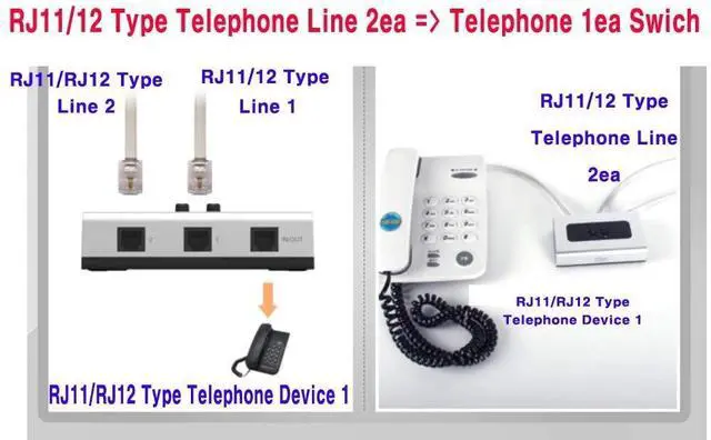 Alt view image 3 of 5 - 2PORT RJ11 RJ12 Manual Sharing Telephone Switch Box Phone selector