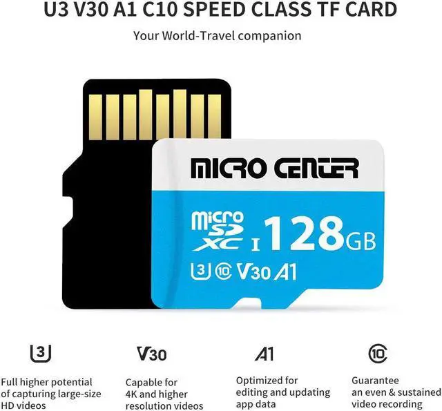 Alt view image 4 of 5 - Micro Center 128GB microSDXC Card 2 Pack, Nintendo-Switch Compatible Flash Memory Card, UHS-I C10 U3 V30 4K UHD Video A1 R/W Speed up to 90/60 MB/s Micro SD Card with Adapter (128GB x 2)