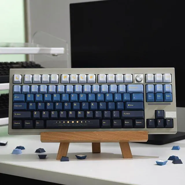 Alt view image 5 of 5 - mintcaps PBT Keycaps 130 Keys Moon Cherry Profile Keycap Set Custom DYE-Sub Cute Keycaps for 60% 65% 70% 75% Cherry Gateron MX Switches Mechanical Keyboard