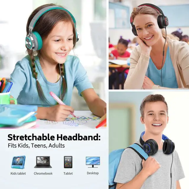 Alt view image 4 of 5 - MIXCU 6 Pack Headphones Wired Bulk for School Kids Teens, Over-Ear Headsets for Classroom Chromebook Computer with Microphone 3.5mm Jack, Foldable, No-Tangle Cord, Comfortable