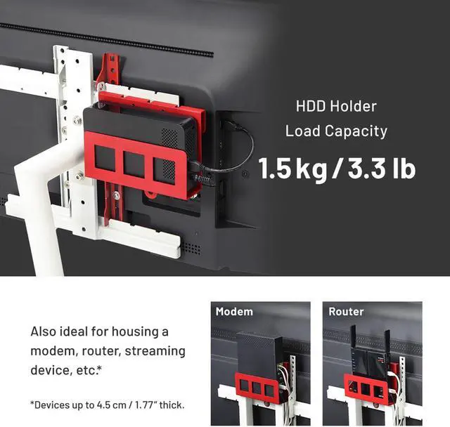Alt view image 4 of 5 - WALL HDD Hard Disk Drive, Streaming Device, Router, Modem Holder for All WALL TV Stand Models