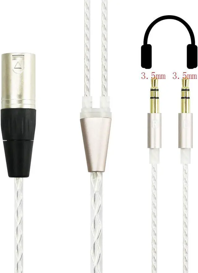 Alt view image 2 of 4 - NewFantasia 4-pin XLR Balanced cable 6N OCC Copper Single Crystal Silver Plated Cord Compatible with Hifiman Arya, Sundara, Ananda, HE400SE headphones 2.1m/6.8ft (4-pin XLR to dual 3.5mm Version)