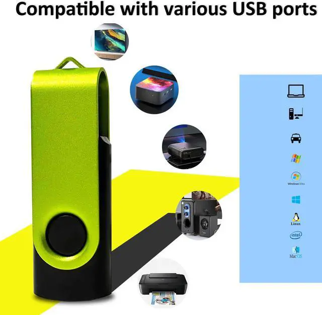 Alt view image 4 of 5 - 4GB USB Flash Drive Bulk Thumb Drive 20 Pack, Nicepicten Bulk USB 2.0 Flash Drive Pack Memoria USB Memory Stick Jump Drive Swivel Pen Drive with Lanyard & Label, 4GB Zip Drive 20PCS (Green, Sliver)