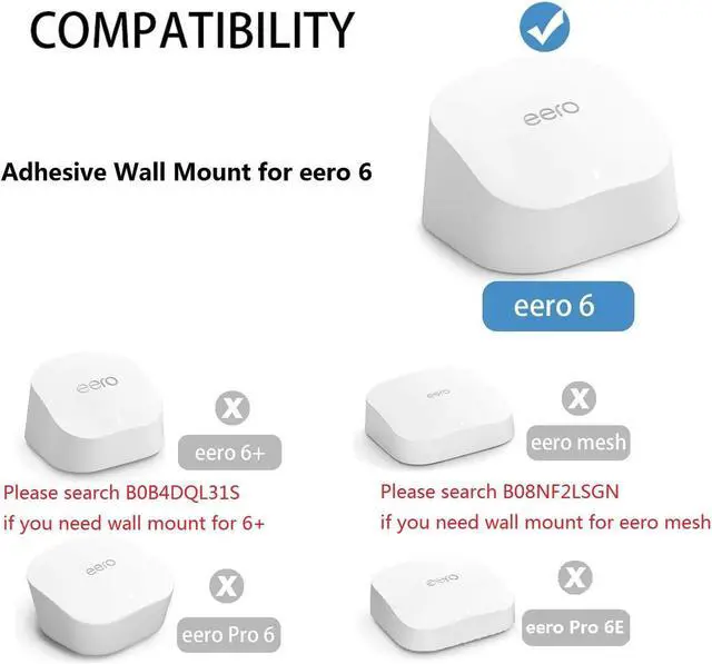 Alt view image 2 of 5 - Wall Mount for eero 6, Screwless VHB Holder for Mounting eero 6 Dual-Band mesh Wi-Fi 6 Without Drilling (Strongly Adhesive, 2 Pack)