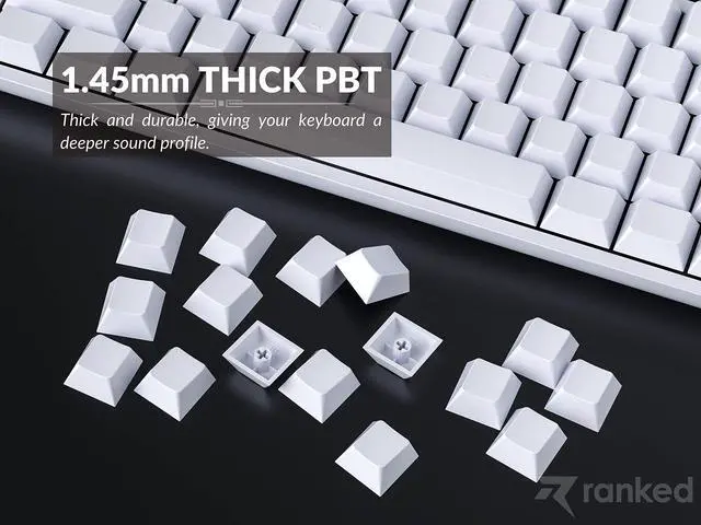 Alt view image 4 of 5 - Ranked Blank Premium Keycap Set | 1.4 mm Thick PBT | Cherry Profile for Mechanical Keyboard (White, 139 Keys)