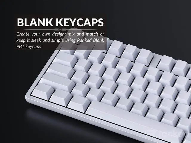 Alt view image 3 of 5 - Ranked Blank Premium Keycap Set | 1.4 mm Thick PBT | Cherry Profile for Mechanical Keyboard (White, 139 Keys)