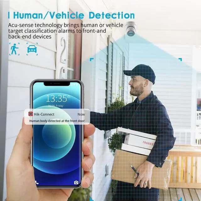 Alt view image 4 of 5 - DS-2CD2347G2-LU 4mm HIK 4MP Color-VU PoE IP Camera, Outdoor Indoor Turret Network Camera with Human/Vehicle Detection, 24/7 Colorful Image, Built-in Mic, Compatible with Hik NVR, IP67 Waterproof