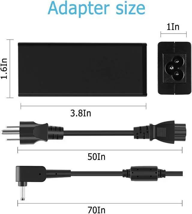 Alt view image 3 of 5 - 45W AC Charger Replacement for Acer ADP-45ZD BA KP.04501.004 KP.0450H.003 KP.04501.013 KP04503011 KP.04503.011 KP.04501.017 KP.04501.006 KP.04501.018 NC.20411.01Y
