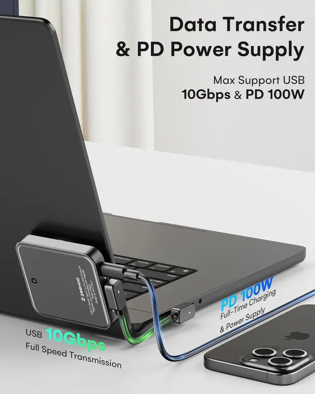 Alt view image 4 of 5 - ZeeHoo Magnetic 2230 NVMe M.2 SSD Enclosure, 10Gbps USB C 3.2 to NVMe M.2 Adapter, Aluminum External SSD Case, Support M-Key B+M Key UASP