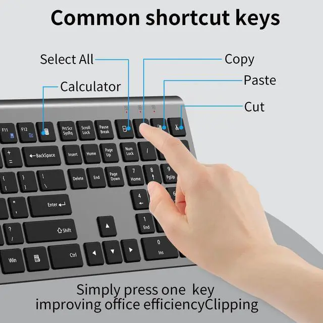 Alt view image 3 of 5 - SHUNJINRUN Keyboard and Mouse Wireless, Silent Slim Mouse and Keyboard with USB Mini Receiver, Quiet Click, 2400 DPI, Ergonomic Full-Size Computer Keyboard Combo for Laptop PC Windows Mac -Space Gray