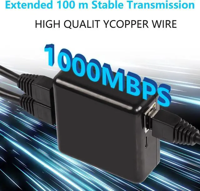 Alt view image 2 of 5 - SinLoon RJ45 Network Splitter Adapter Gigabit & 90 Degree Left Angle Cat8 Ethernet Cable,High Speed 40Gbps 2000Mhz Network Cord