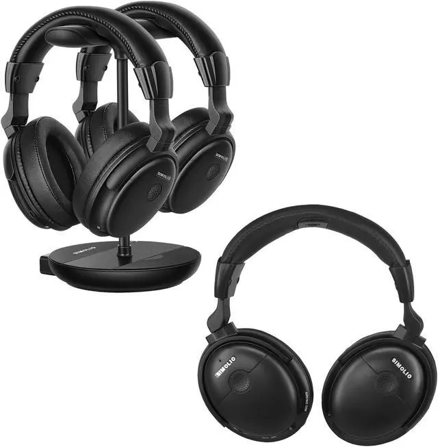 Main image of SIMOLIO Wireless Headphones for TV Watching with Transmitter/Charging Stand 2-in-1, Wireless Over Ear Headphones for TV w/Dialogue Clarity & BAL & Tone Control, for 3 People