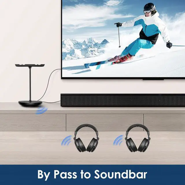 Alt view image 4 of 5 - SIMOLIO Wireless Headphones for TV Watching with Transmitter/Charging Stand 2-in-1, Wireless Over Ear Headphones for TV w/Dialogue Clarity & BAL & Tone Control, for 3 People