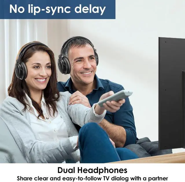 Alt view image 2 of 5 - SIMOLIO Wireless Headphones for TV Watching with Transmitter/Charging Stand 2-in-1, Wireless Over Ear Headphones for TV w/Dialogue Clarity & BAL & Tone Control, for 3 People