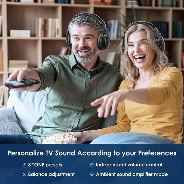 Alt view image 5 of 5 - SIMOLIO Wireless Headphones for TV Watching with Transmitter/Charging Stand 2-in-1, Wireless Over Ear Headphones for TV w/Dialogue Clarity & BAL & Tone Control, for 3 People