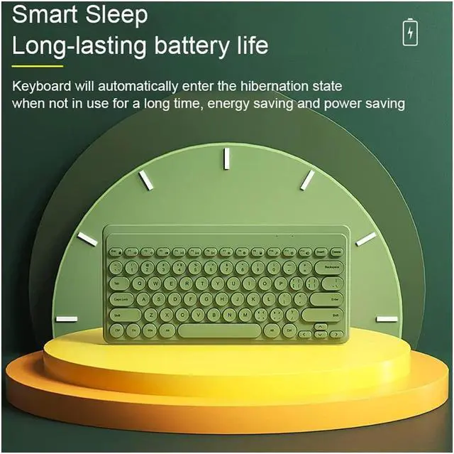 Alt view image 4 of 5 - Keyboard and Mouse Combo,2.4G Wireless 79 Cute Round Keys Small Keyboards Silent and 1600 DPI Optical Mice Set (Green)
