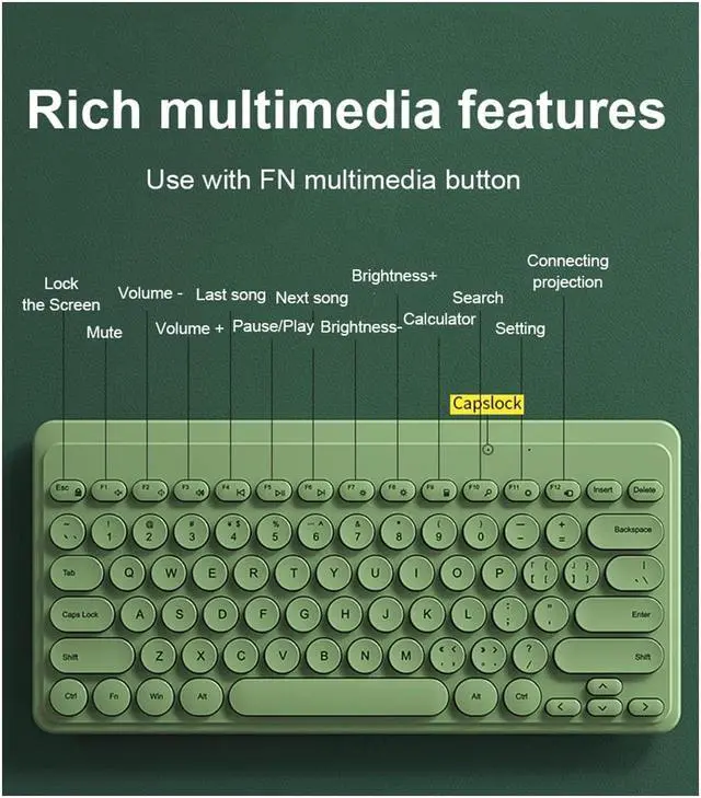 Alt view image 3 of 5 - Keyboard and Mouse Combo,2.4G Wireless 79 Cute Round Keys Small Keyboards Silent and 1600 DPI Optical Mice Set (Green)