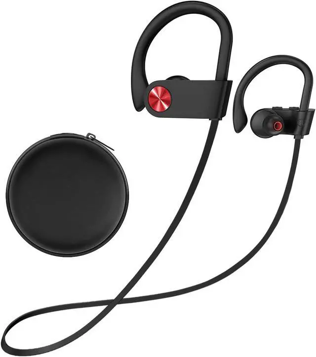 Main image of Stiive Bluetooth Headphones, 5.3 Wireless Sports Earbuds IPX7 Waterproof with Mic, Stereo Sweatproof in-Ear Earphones, Noise Cancelling Headsets for Gym Running Workout, 16 Hours Playtime - BlackRed