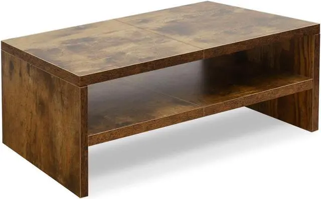 Main image of TEAMIX 2 Tier Wooden Monitor Riser Stand, Desktop Stand with storage for Laptop/PC/Printer/Keyboard, TV Stand Shelf Home Office Desk Accessories