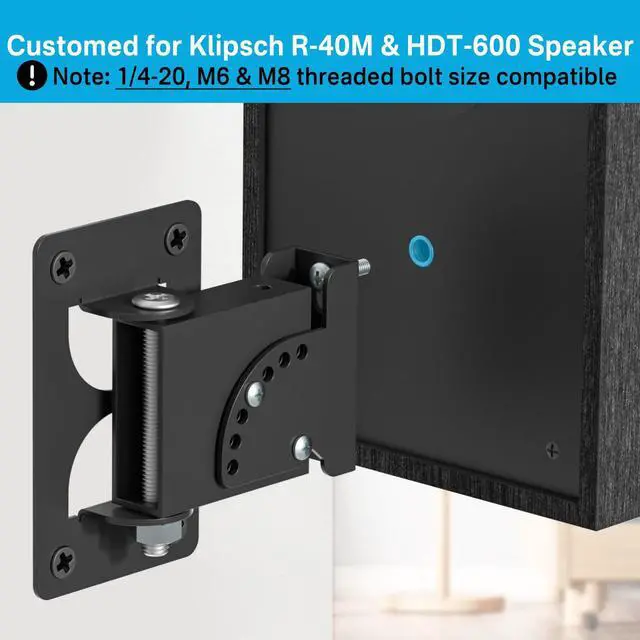 Alt view image 2 of 5 - tiebutie Metal Speaker Mount for R-40M HDT-600 Klipsch Bookshelf Speaker Wall Mount - Tilt & Swivel Adjustable Speaker Wall Mount for Klipsch Speaker with Hardware Kit for Saving Space