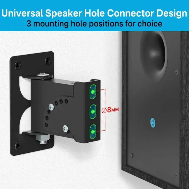 Alt view image 4 of 5 - tiebutie Metal Speaker Mount for R-40M HDT-600 Klipsch Bookshelf Speaker Wall Mount - Tilt & Swivel Adjustable Speaker Wall Mount for Klipsch Speaker with Hardware Kit for Saving Space