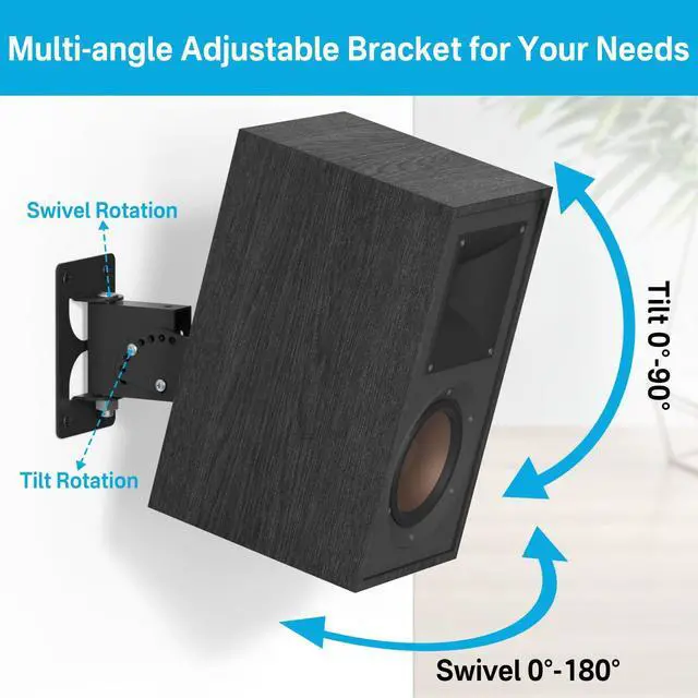 Alt view image 3 of 5 - tiebutie Metal Speaker Mount for R-40M HDT-600 Klipsch Bookshelf Speaker Wall Mount - Tilt & Swivel Adjustable Speaker Wall Mount for Klipsch Speaker with Hardware Kit for Saving Space