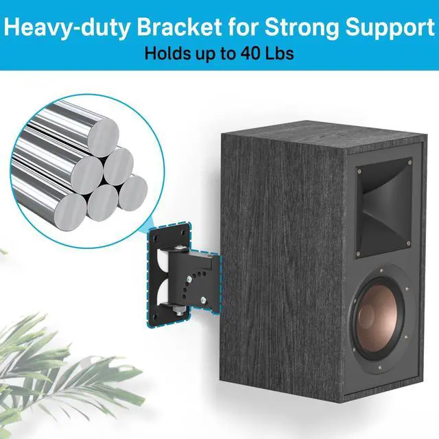 Alt view image 5 of 5 - tiebutie Metal Speaker Mount for R-40M HDT-600 Klipsch Bookshelf Speaker Wall Mount - Tilt & Swivel Adjustable Speaker Wall Mount for Klipsch Speaker with Hardware Kit for Saving Space