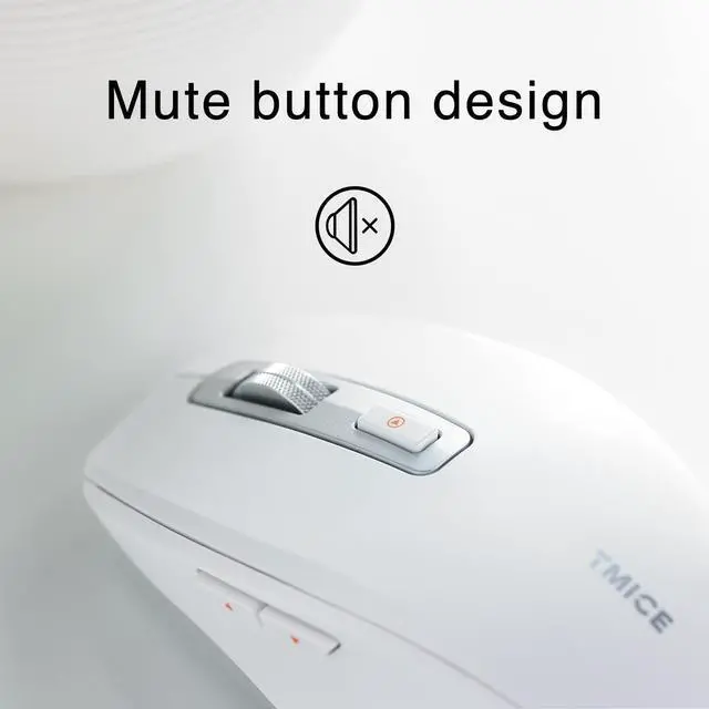 Alt view image 5 of 5 - TMICE Wireless Bluetooth Mouse, Dual-Mode, 500mAh Battery, 5 DPI Adjustment, 10M Working Distance, White