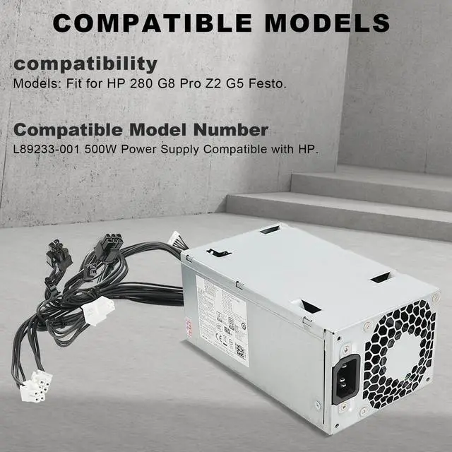Alt view image 2 of 5 - Power Supply 500W Compatible with HP 280 G8 Pro Z2 G5 Festo Replacement L77487-003 L81009-800 L77487-001 L89233-001 PA-5501-2HA DPS-500AB-51 TE01 TG01