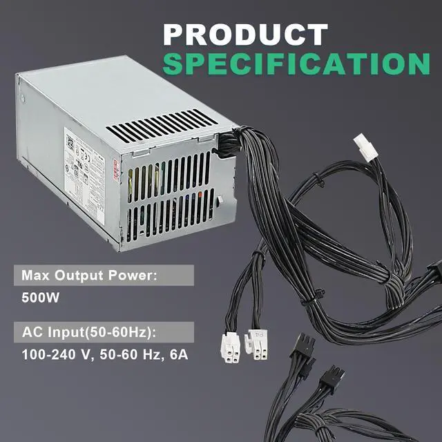 Alt view image 4 of 5 - Power Supply 500W Compatible with HP 280 G8 Pro Z2 G5 Festo Replacement L77487-003 L81009-800 L77487-001 L89233-001 PA-5501-2HA DPS-500AB-51 TE01 TG01