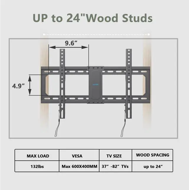 Alt view image 5 of 5 - Fixed TV Wall Mount for 37-82 Inch TVs, Max VESA 600x400mm, Holds up to 132 lbs & Fixed TV Wall Mount for Most 26-60 Inch TVs Max VESA 400x400mm, Holds up to 99 lbs by USX STAR