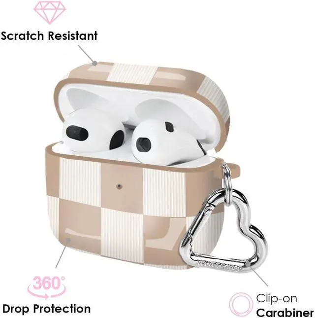Alt view image 2 of 4 - Velvet Caviar Compatible with AirPods 3rd Generation Case with Keychain - Cute Protective Hard Cover - AirPod 3 Case - Nude Vibe Checkered