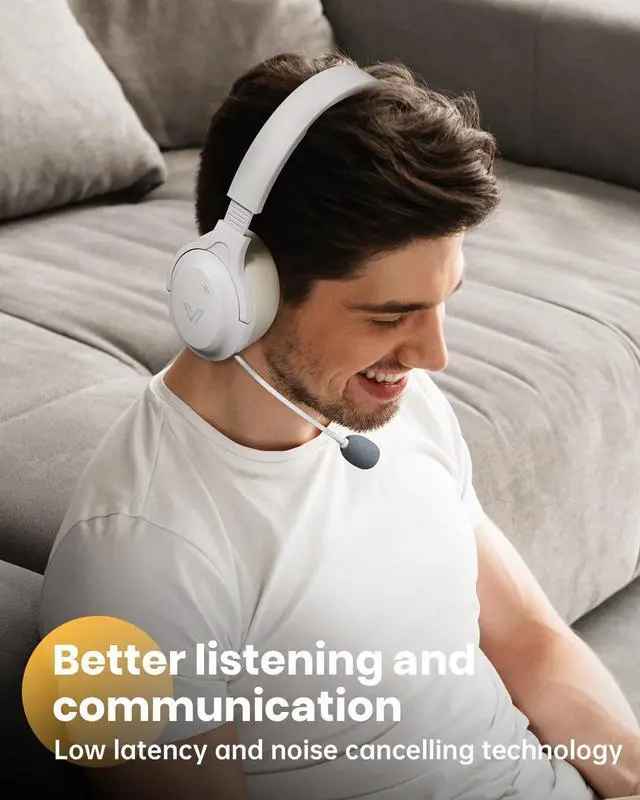 Alt view image 3 of 5 - VOXii Auditory Feedback Wireless Headphones - Brain Training Bluetooth Headphones, Enhanced Speech, Language, Memory and Attention, for You and Your Children, Help with Autism ADHD (Creamy White)
