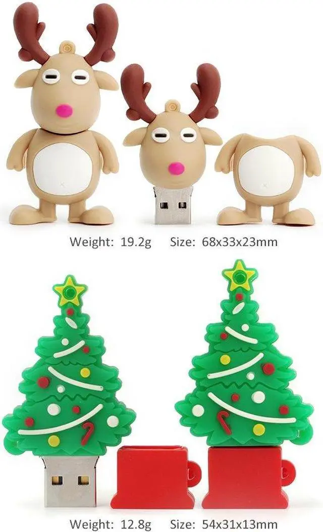Alt view image 3 of 5 - Christmas USB Flash Drive 5 Pack 16GB, Leizhan Cute Thumb Drive Memory Stick Santa Claus, Christmas Tree, Elk,Snowman, Dog Photo Stick New Year Gift U Disk