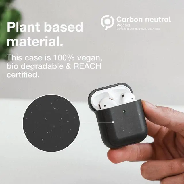 Alt view image 3 of 5 - Woodcessories - Sustainable case Compatible with AirPods 1 & 2 Gen. Cover, Black