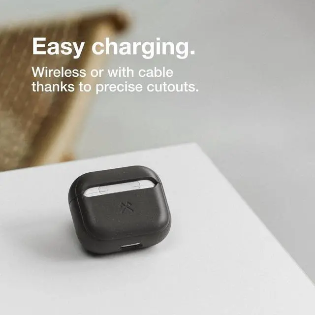 Alt view image 4 of 5 - Woodcessories - Sustainable case Compatible with AirPods 1 & 2 Gen. Cover, Black