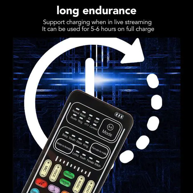 Alt view image 4 of 5 - Portable Mini Voice Changer Device, Multifunctional Sound Changer Live Broadcast Sound Card for Mobile Phone Computer Game Devices, Handheld Microphone Voice Changer 8 Sound(I9 English Edition)