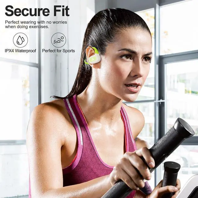 Alt view image 5 of 5 - YMOO Open Ear Wireless Bluetooth 5.2 Headphone for Running, IPX4 Water/Sweatproof Swimming Headset,10H Playtime, Low Latency, HiFi Air Conduction Earbud with Dual-mic for Workout/Trekz (Green)