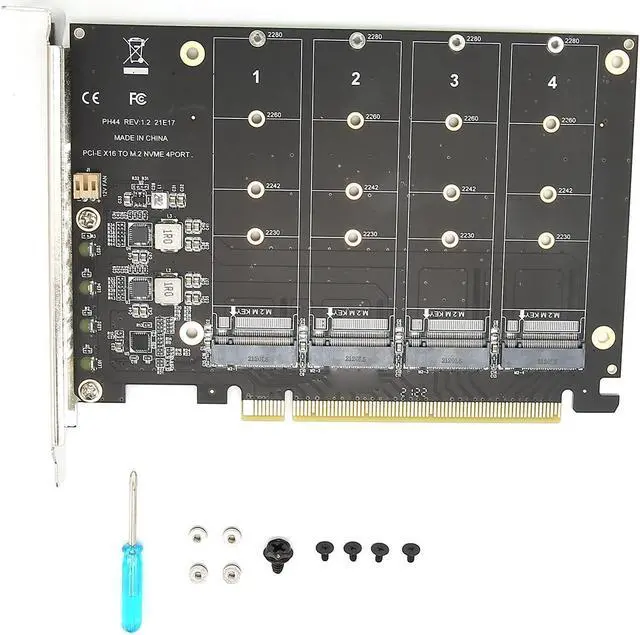 Main image of Yosoo Health Gear 4 Port NVMe to PCIe Host Controller Expansion Card, M.2 PCIE Adapter Card, M.2 NVMe SSD to PCIE X16 M Key Hard Drive Converter Reader Expansion Card