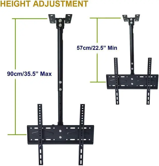 Alt view image 4 of 5 - Yuarisx Ceiling TV Mount Adjustable Bracket Fits Most Plasma Flat Screen Display LED LCD OLED TVs 26 to 55 inch, Mounting Holes 400x400mm