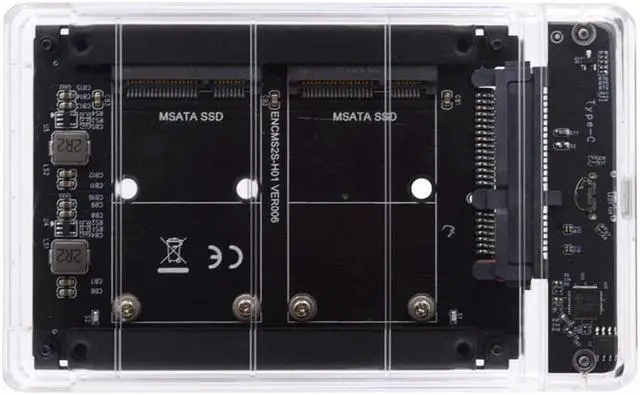 Main image of Xiwai Dual MSATA Mini-SATA SSD Card JBOD Raid0 Span Bridge to USB3.0 Type-C USB-C 2.5inch SATA Combo Enclosure